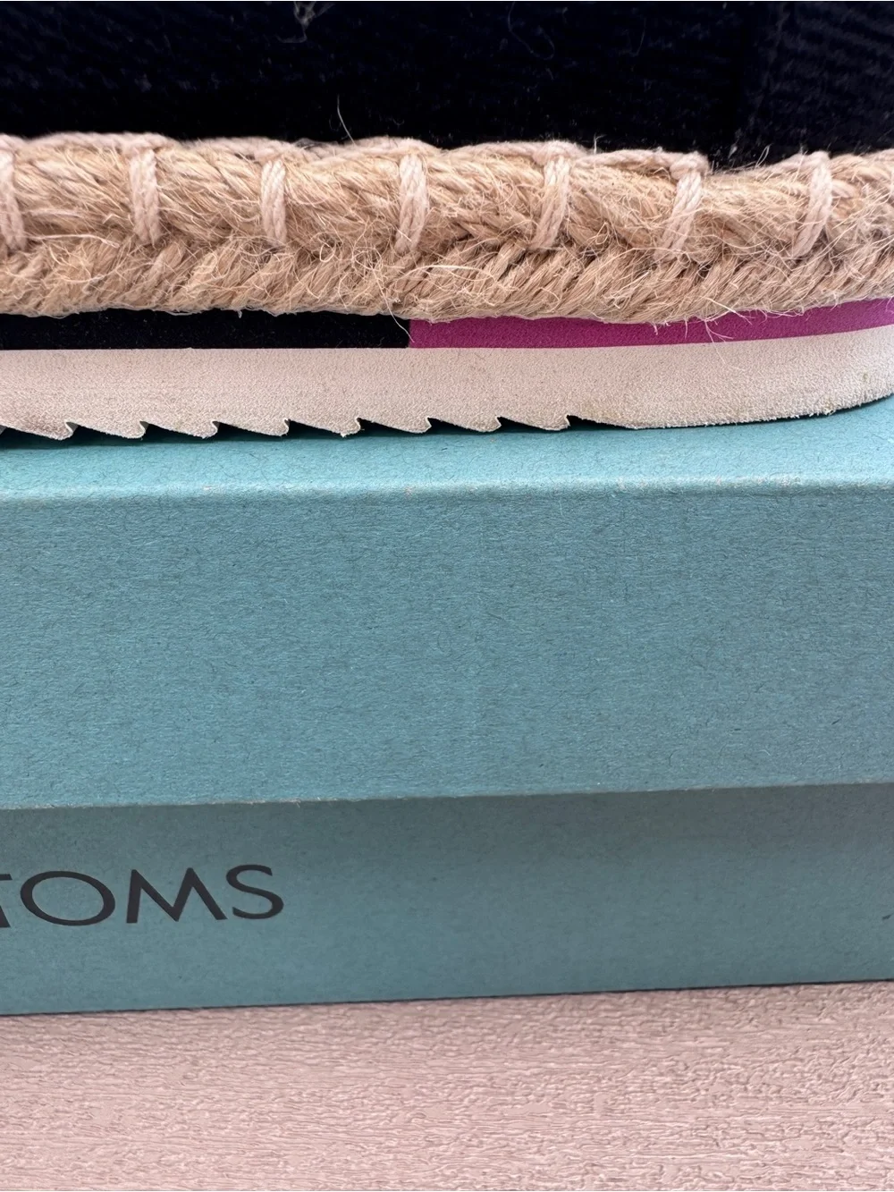 TOMS Woman’s Black Canvas Espadrille with Tan Accent